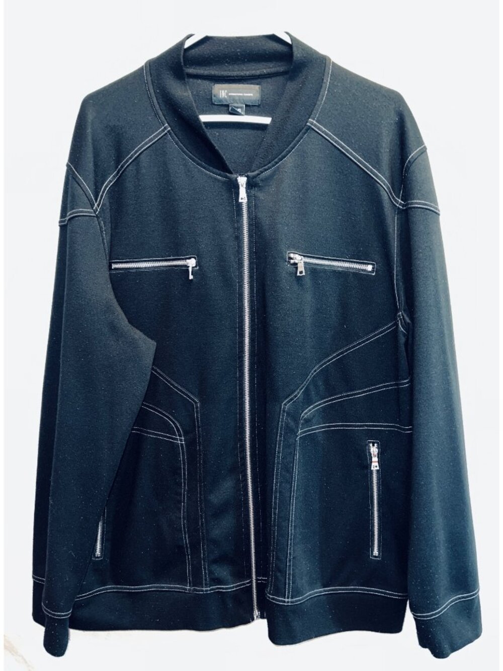 INC International Concepts Mens Black Full-Zip Jacket XXL Polyester Cotton Blend